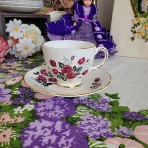 Vintage Royal Trent Bone China Teacup And Saucer Rose Gold Trim